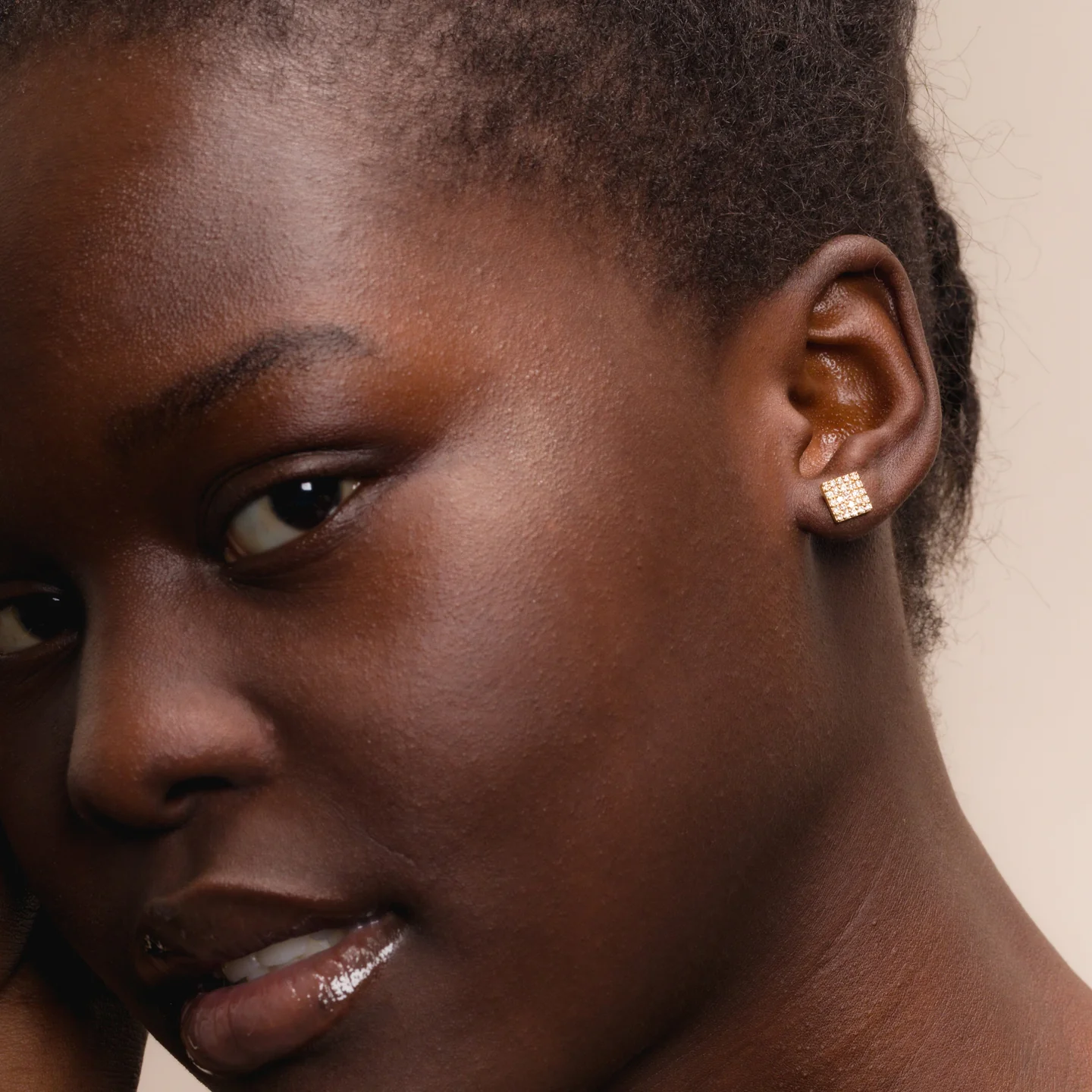 Lab Grown Pavé Square Studs - Image 2