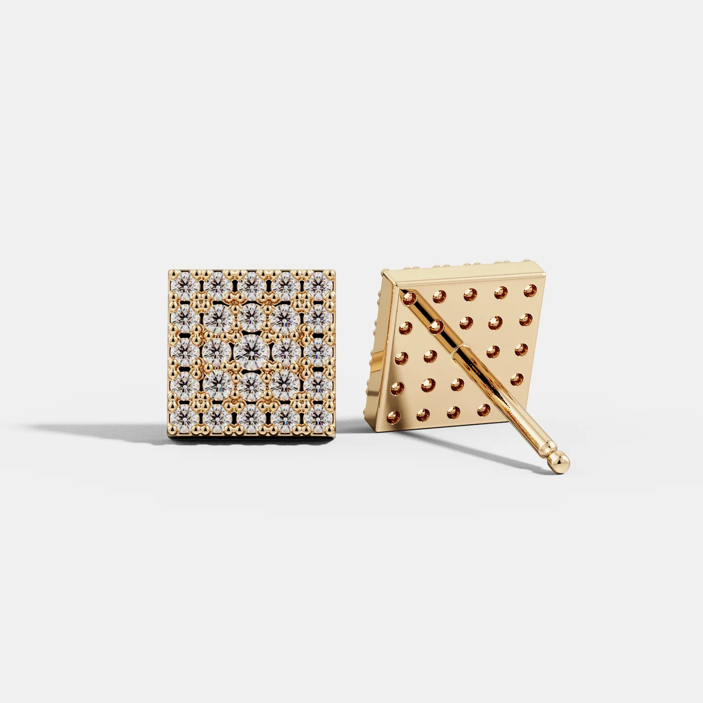 Lab Grown Pavé Square Studs - Image 4